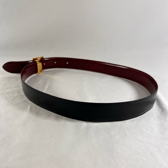 CARTIER Paris Burgundy and Black Leather Reversible Logo Belt Woman 28"/ 31" - Picture 7 of 10